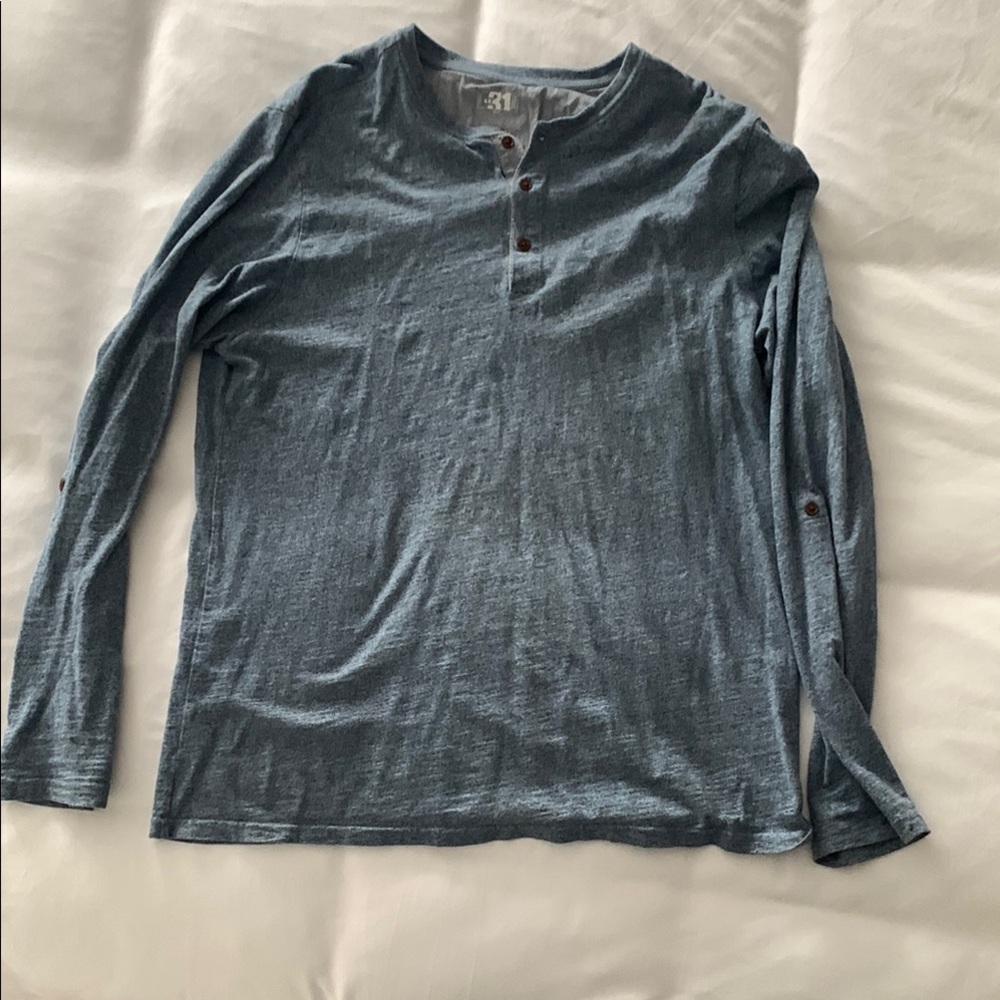 Simons Blue Long Sleeve Tee Relaxed Fit Crew Neck